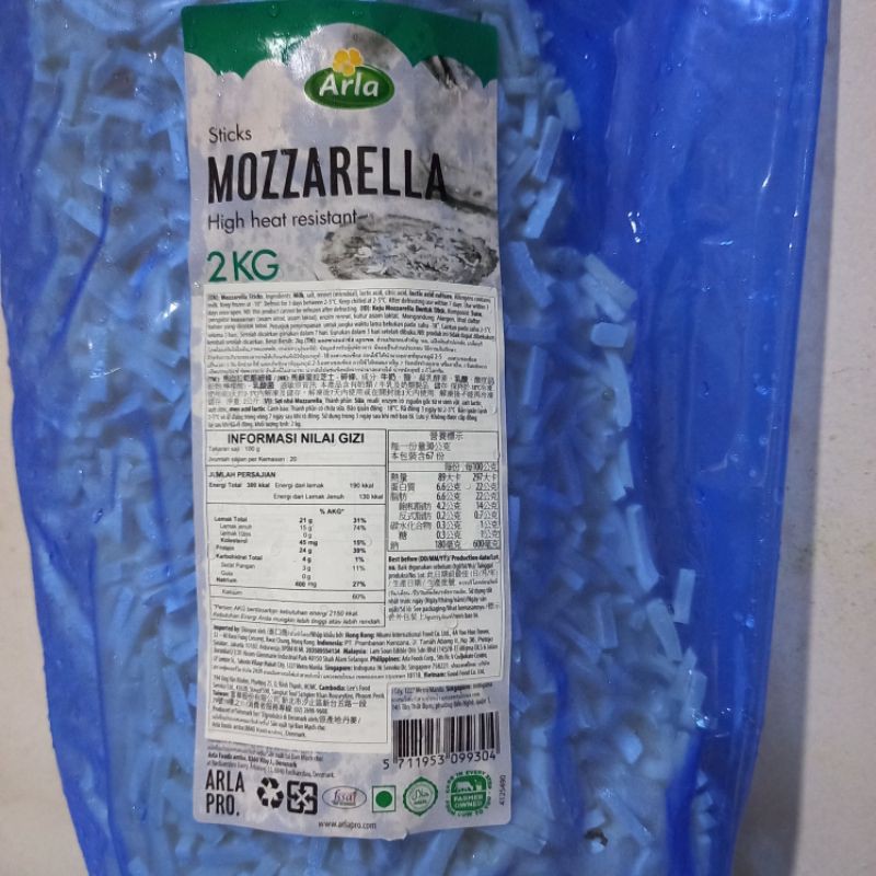 

Mozzarella Stick Arla 2kg / Keju Mozarella Parut Halal