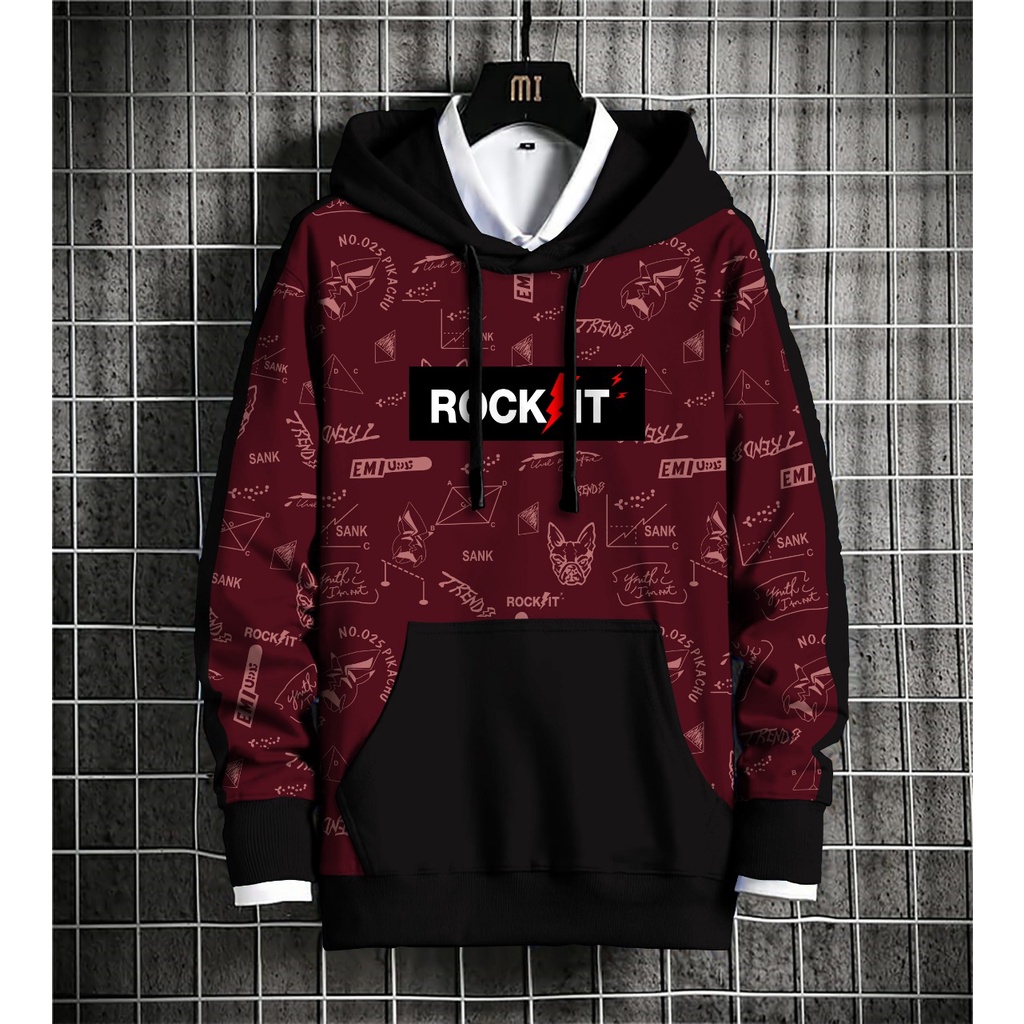Hoodie ROCK IT / Hoodie Kombinasi / Hoodie Pria | A5GARD88