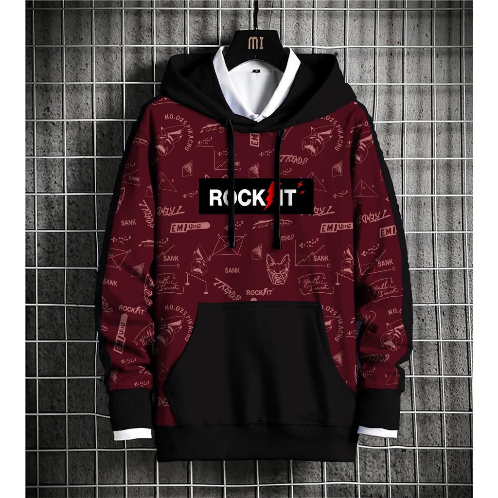 Hoodie Rock it / Hoodie Kombinasi / Hoodie Dewasa / Hoodie Pria | Yu Yaka