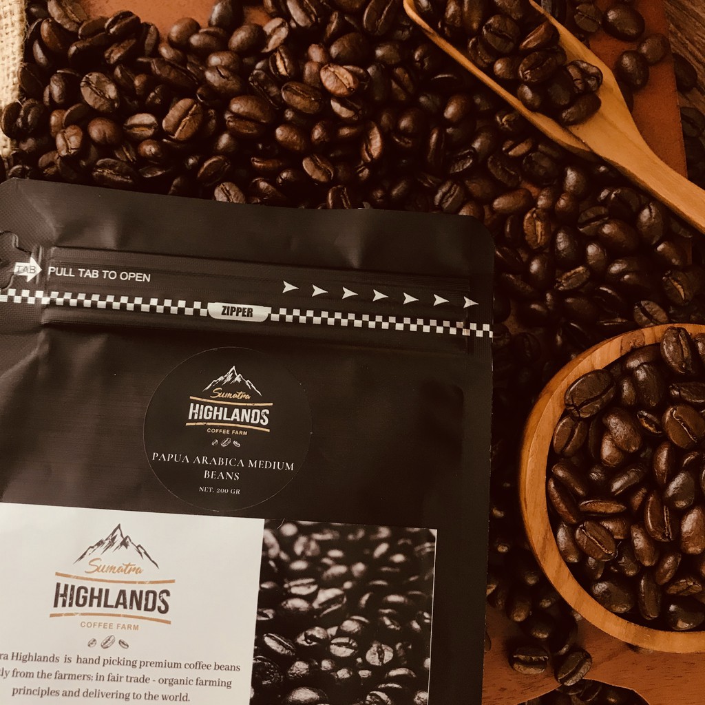 

KOPI BIJI PAPUA ARABICA MEDIUM ROASTED COFFEE BEANS 200 GR