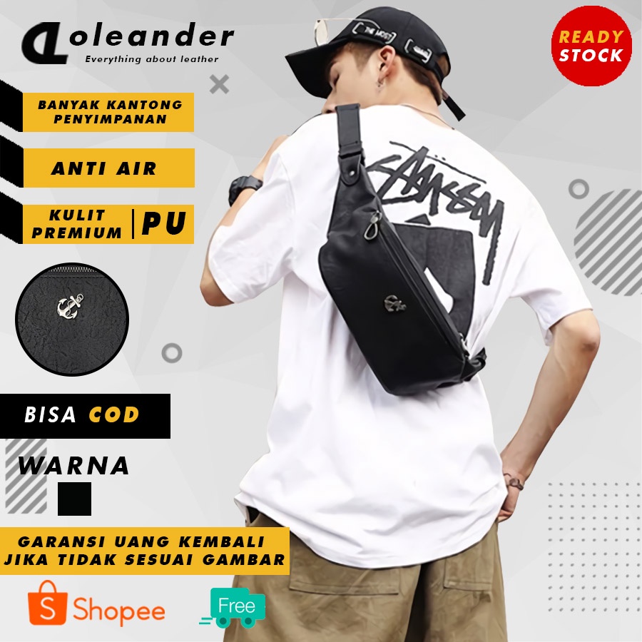 Tas Slempang Mini Hp Pria Kulit Distro Anti Air Original Cowok Murah Import Kecil Usb SAILOR B55