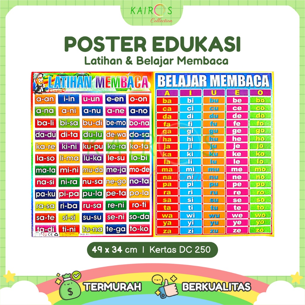 Jual Poster Anak Edukasi Latihan Membaca Dan Belajar Membaca | Shopee ...