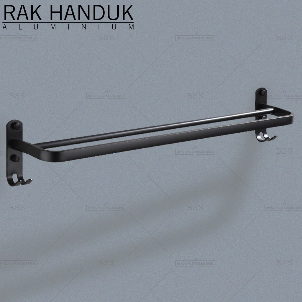 Rak Handuk Aluminium Hitam Doff Gold Elegant Gantung Kait Kamar Mandi Toilet