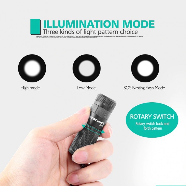 545 NICRON B10 - Mini Rechargeable IPX4 Flash Light - 200 Lumens