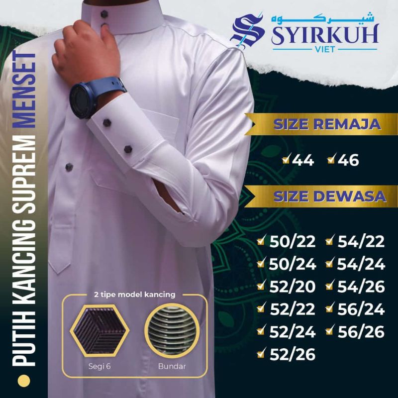 JUBAH SYIRKUH MANSET DEWASA SUPER PREMIUM SUPREM