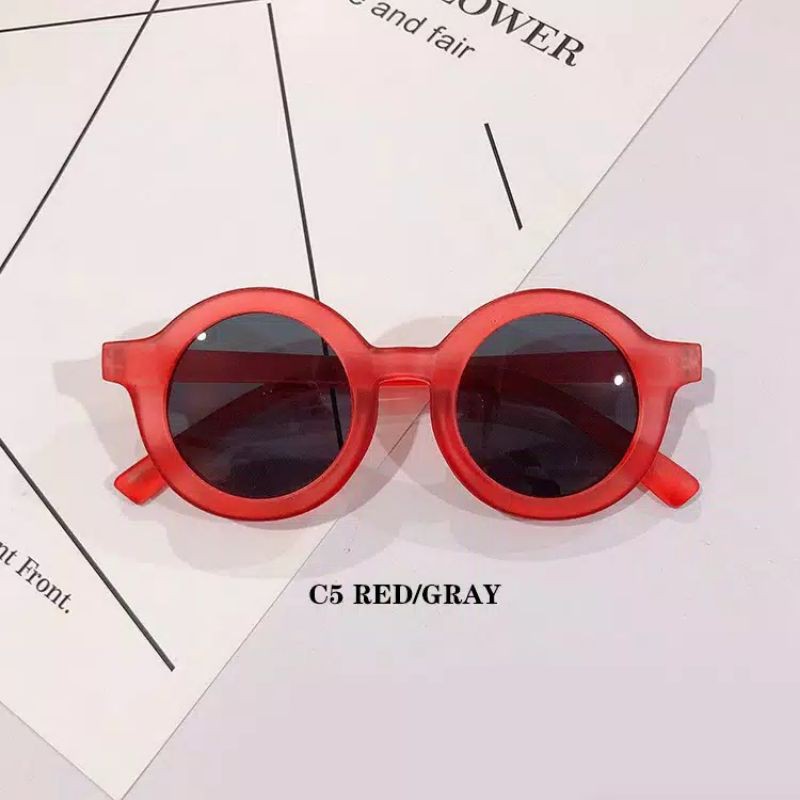 Kacamata Anak Bulat Anti UV 400 Outdoor-AB Merah