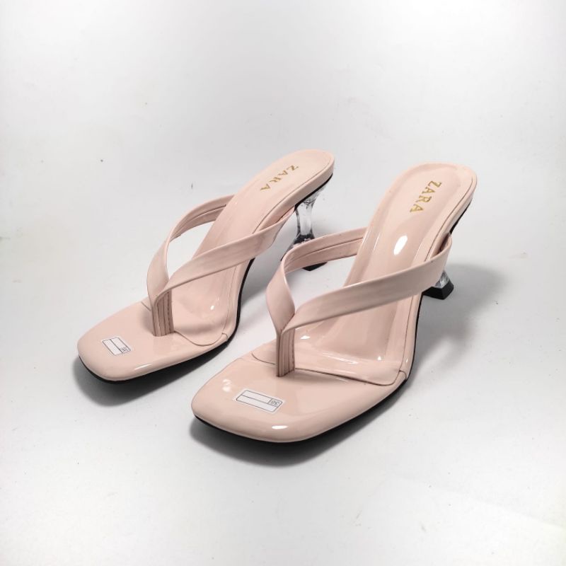 amiq-Sandals Heels Wanita Hak Kaca Jepit 7cm New/Sendal heels Tali Jepit Hak Kaca