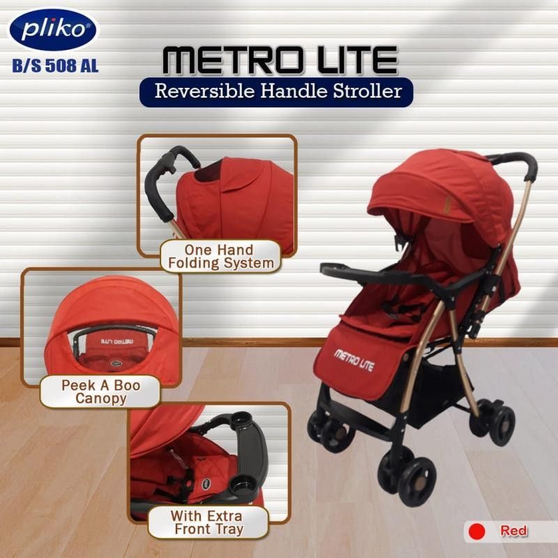 Stroller Lipat Pliko Metrolite BS 508 AL Kereta Dorong Bayi Dua Arah