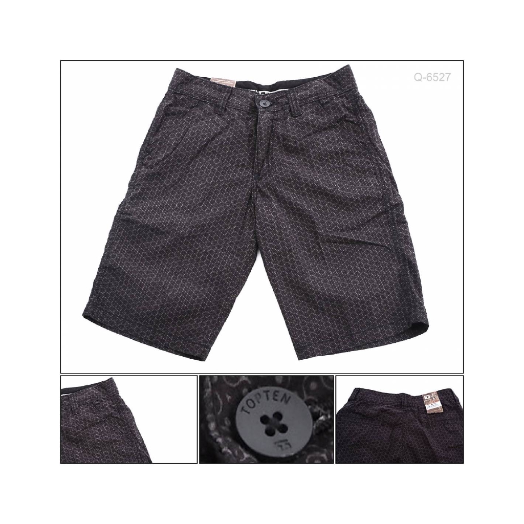 [017006527] Celana Pendek Cowok Hitam Motif Top Ten 27-32