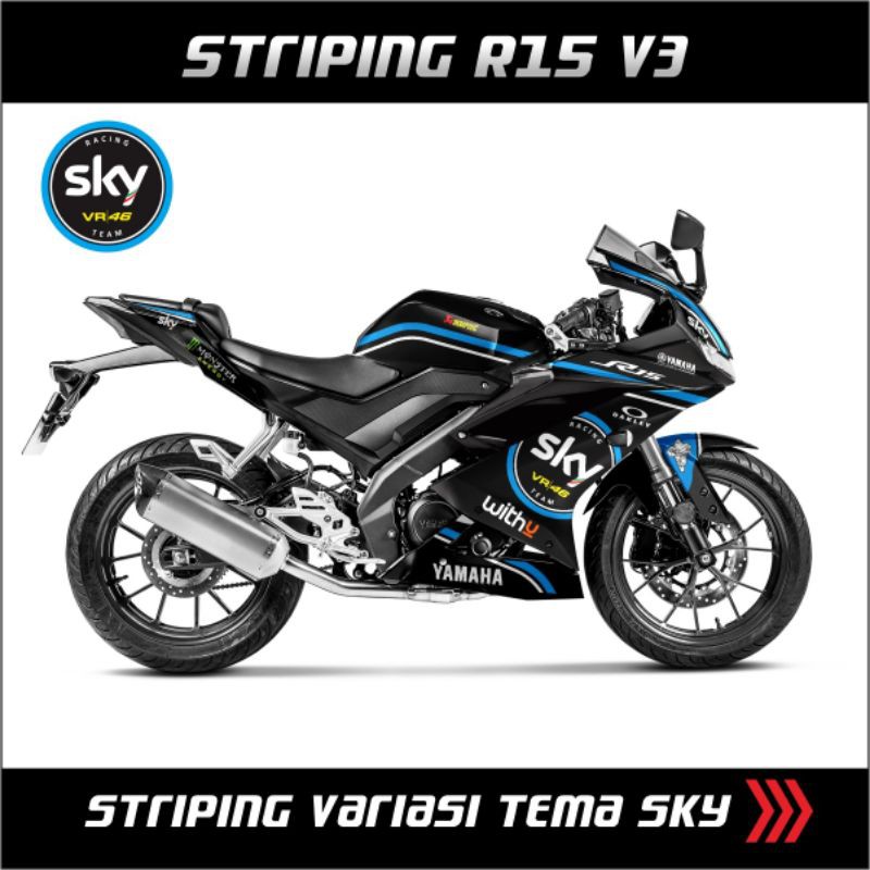 striping R15 V3 sticker yamaha R15 V3 striping variasi R15 V3 DECAL YAMAHA R15 V3 R15 BARU "SKY 46"