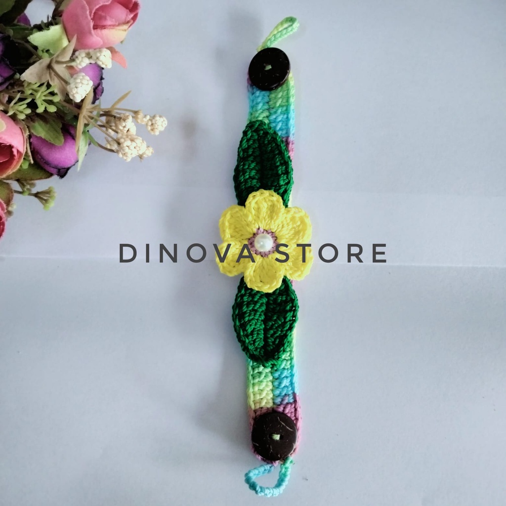 konektor RAJUT BUNGA BESAR DITENGAH/konektor masker/strap masker
