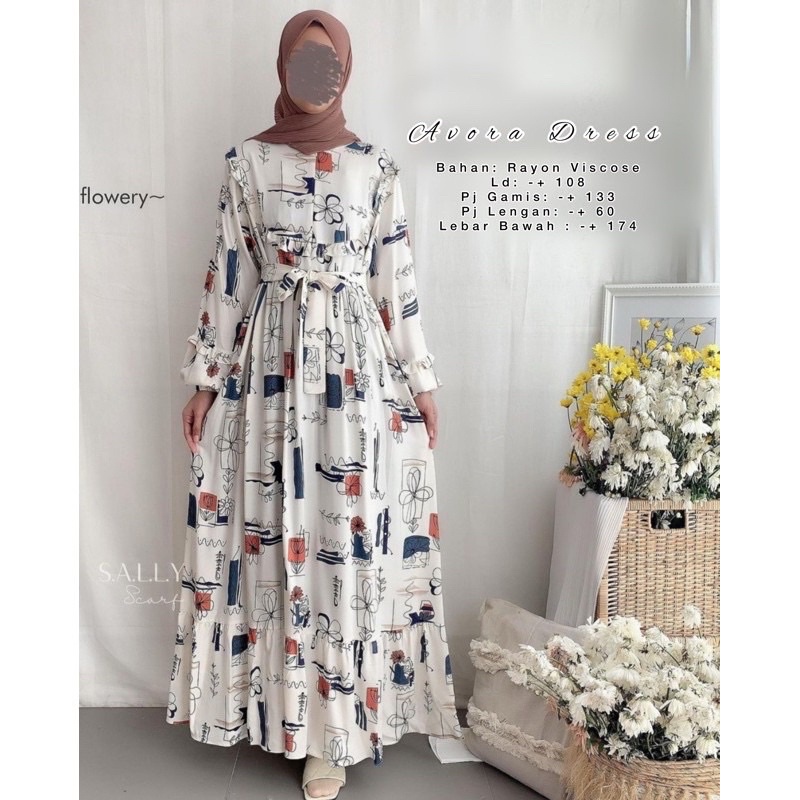 GAMIS MAXI DRESS RAYON PREMIUM LD 100 - 110 HOMEYDRESS BUSUI BAJU GAMIS SERAGAM MOTIF TERBARU V.2-DUNYA DRESS