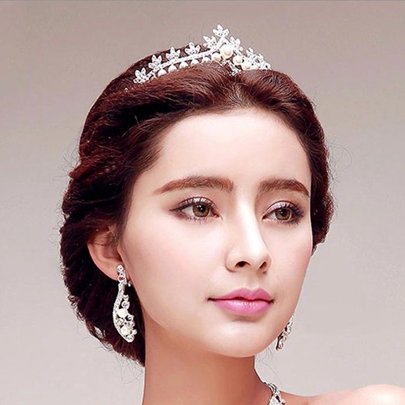 Aksesoris Rambut Wanita: Mahkota Tiara Dengan Bahan Kristal Berlian Buatan Dan Mutiara BARU