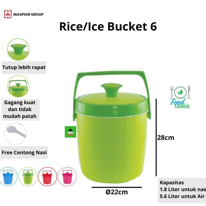 RICE BUCKET / ICE BUCKET / TERMOS NASI 6Liter - MASPION B1005