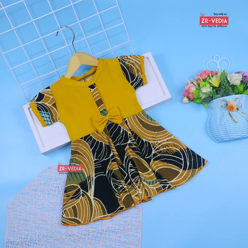 Dress Pita uk 1-2 Tahun / Dres Lengan Anak Perempuan Harian Baju Gaun Pesta Kids Adem Murah