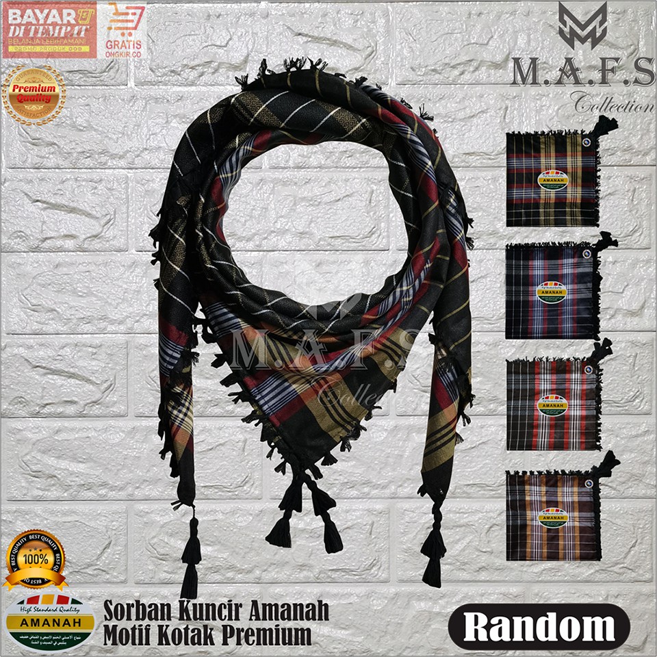 SORBAN SHEMAGH SORBAN KUNCIR AMANAH FULL WARNA MOTIF KOTAK