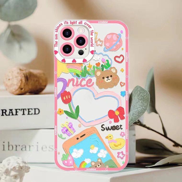 Soft Case Silikon Transparan Shockproof Motif Bunga Untuk iPhone 11 12 13 Pro MAX X XR XS MAX 12 Pro 6 6S 7 8 Plus