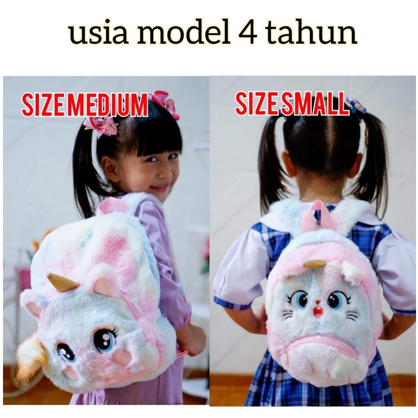 Tas Ransel bulu Unicorn anak Paud TK Tas Kitty kucing Caticorn backpack karakter lucu unik kado ultah anak perempuan TAS BLINGBERRY ORIGINAL IMPORT TAS BLINGBERRY GROSIR