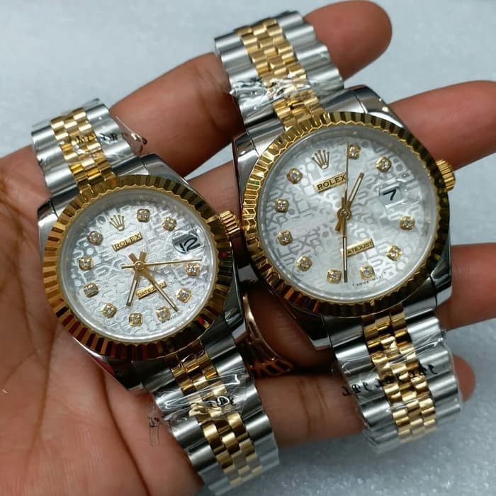 Jam Tangan Kw Super Couple Rolex Datejust Combi Gold Diamond