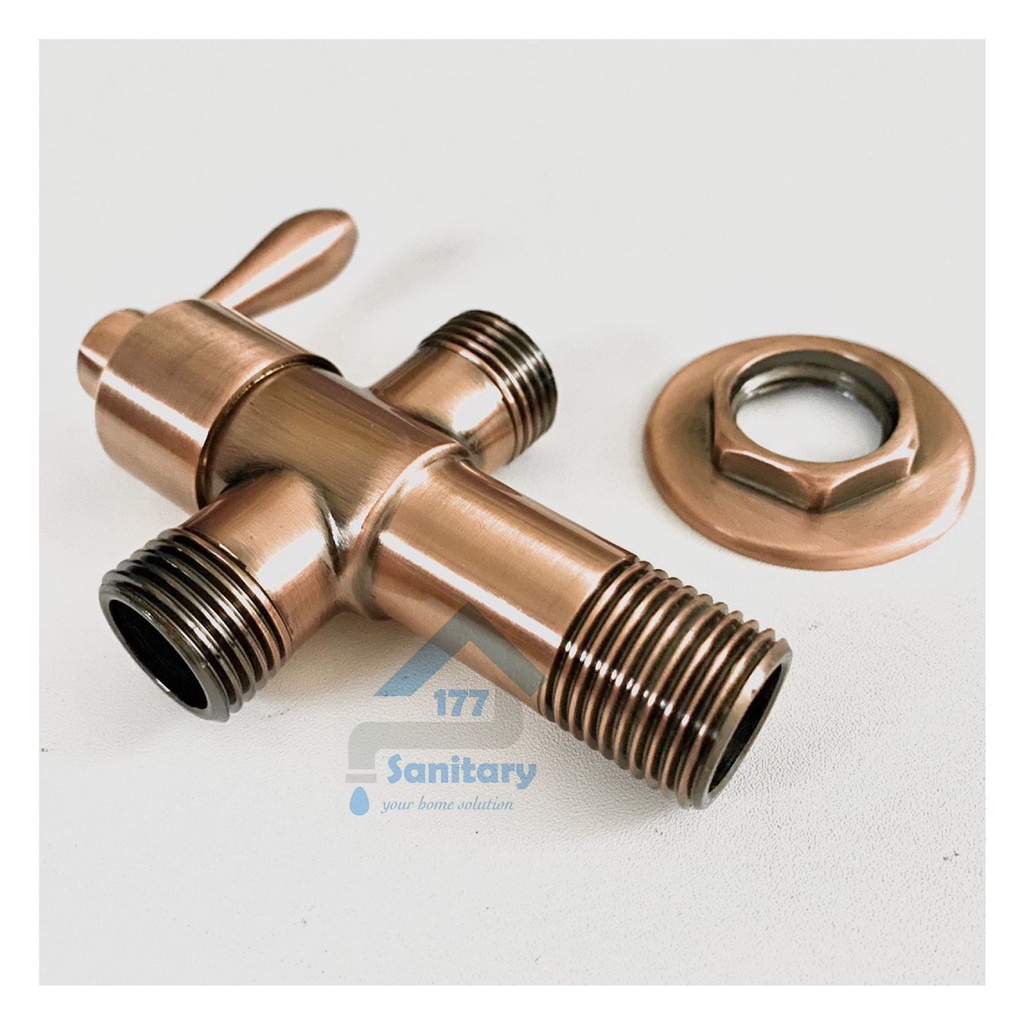 Stop kran rose gold Onda 11RM-Kran Tee shower kloset closet toilet cabang Rosegold kuningan brass angle valve semprotan unik antik antique rosegold