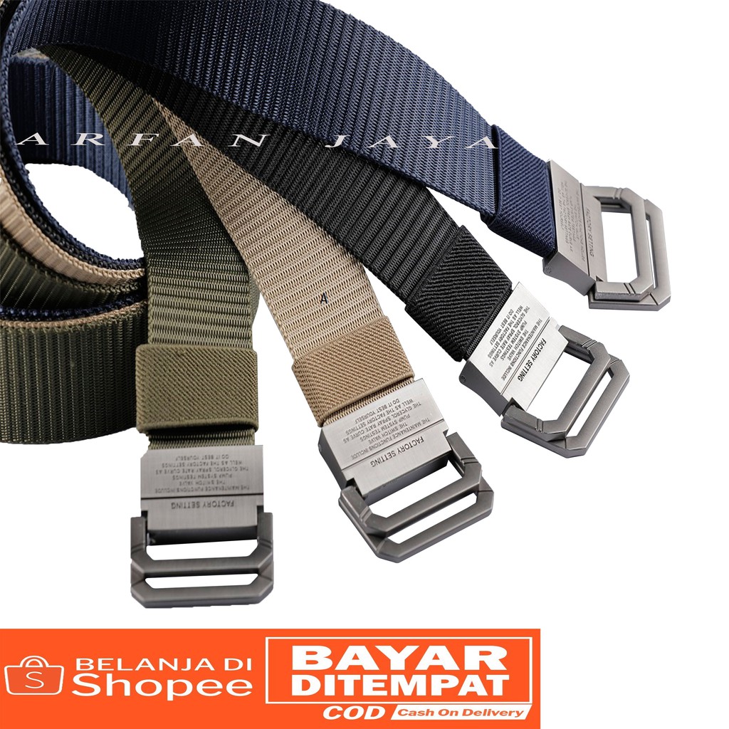 Gesper - ikat pinggang pria kain bahan canvas -Double Metal Buckle Canvas Belt -Gesper Pria Terbaru