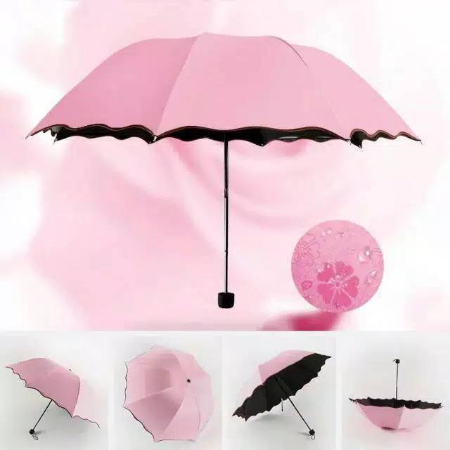 BS122 Payung Lipat Anti UV Magic 3D/payung hujan dengan motif yang muncul ketika basah