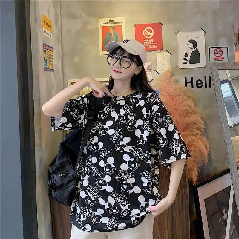 Oversize Tee Tshirt Model Longgar Untuk Wanita Motif Mickey BL