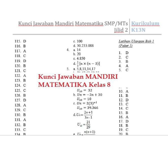 Kunci jawaban lks matematika kelas 8 semester 2 kurikulum 2013