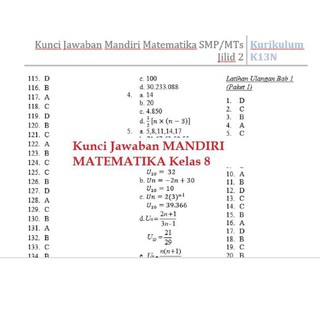 Baru Buku Mandiri Matematika Smp Kelas 8 K13 Soal Jawaban Kurtilas Shopee Indonesia