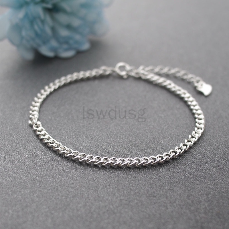 Gelang Kaki Rantai Tipis Dapat Disesuaikan Bahan Sterling Silver 925 100% Ukuran 1.5mm-3.0mm Gaya Korea