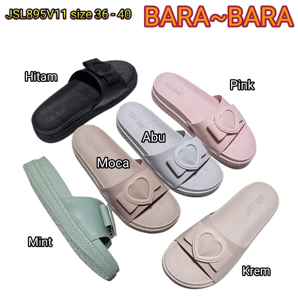 jelly sandal wanita bara bara love slop slide karet import slip barabara cewek JSL895V11