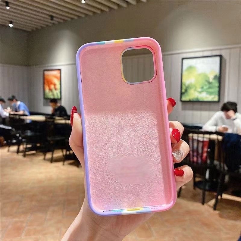 Case Pelindung Bahan Silikon Warna Pelangi Untuk Iphone 11 / XR / 7plus / 8plus