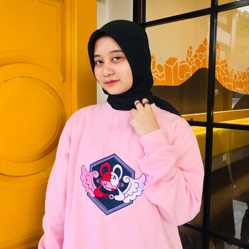 Crewneck UTA Diva Logo Embroidery Pink Anime Manga One Piece Premium Unisex