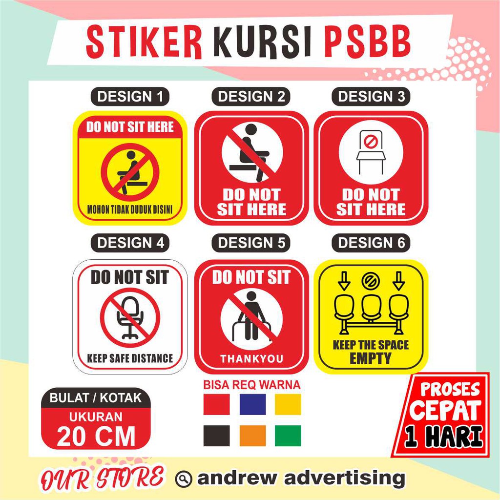 Stiker Kursi PSBB tidak duduk disini / Stiker Kursi Do not sit COVID