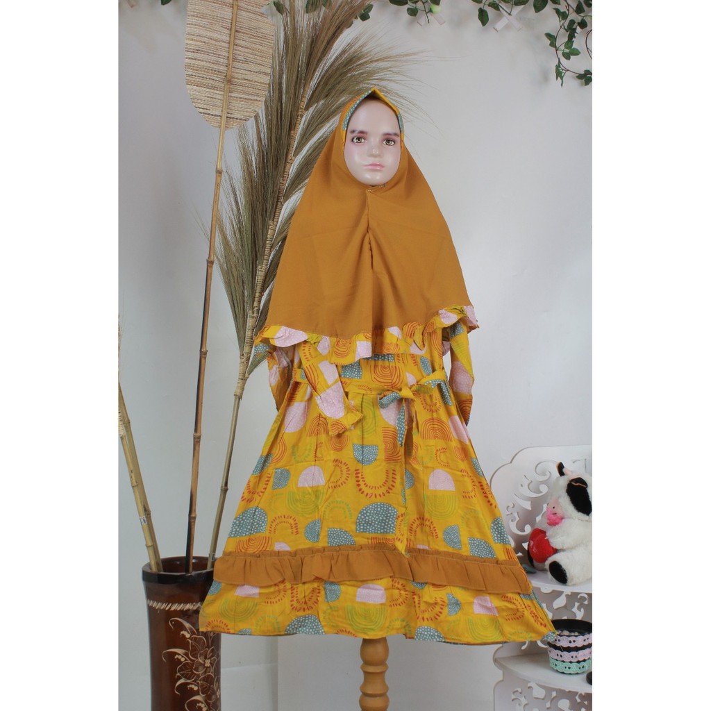 GAMIS ANAK Katun Rayon Set Khimar SYAFINA baju muslim muslimah anak KIDS BAJU MUSLIM