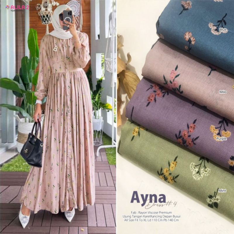 AYNA #4 MAXI DRESS RAYON VISCOSE PREMIUM MOTIF BY ALILA 2