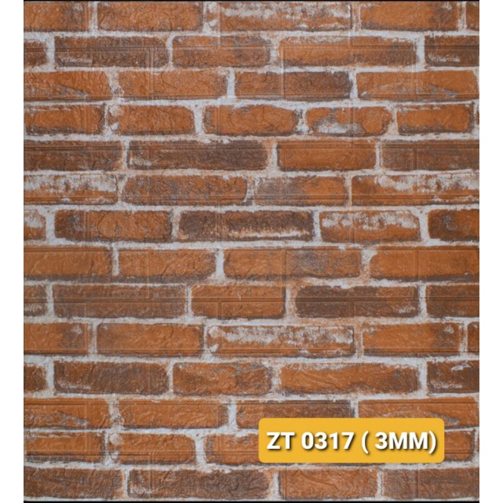 WALLPAPER FOAM 3D TIMBUL BATA ALAM / BATU BATA MERAH MARMER TINGGAL TEMPEL HIASAN PEREKAT DINDING-ZT 0317 bata merah