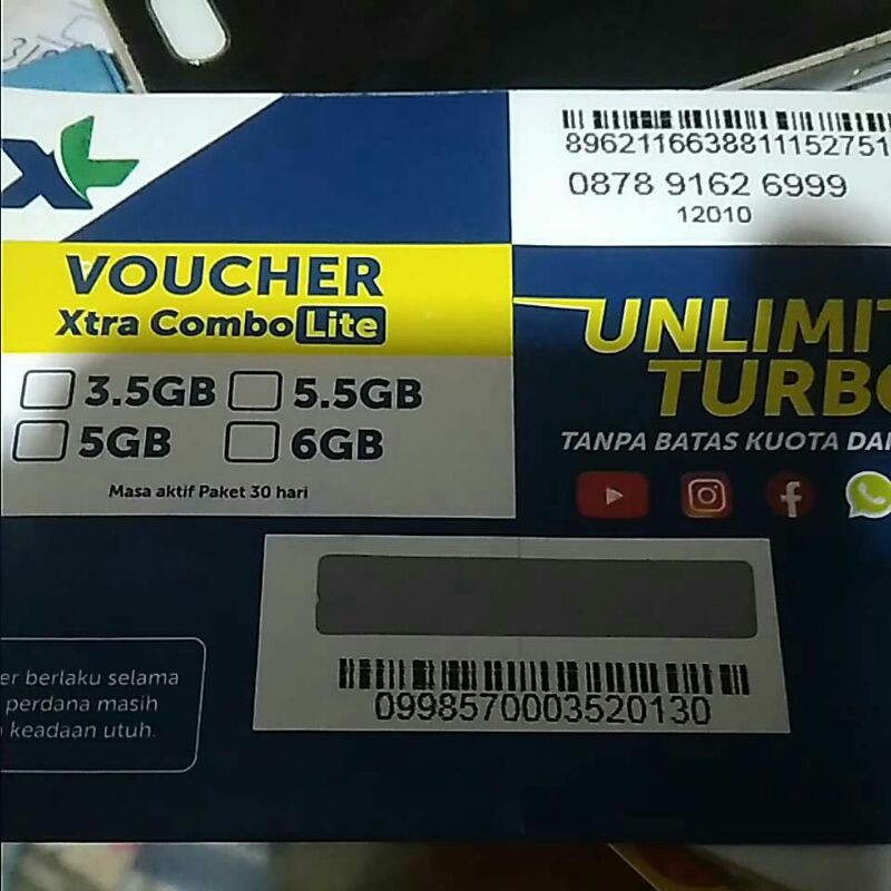 No Cantik XL Plus Kuota 4.5GB Triple 9 Ujung