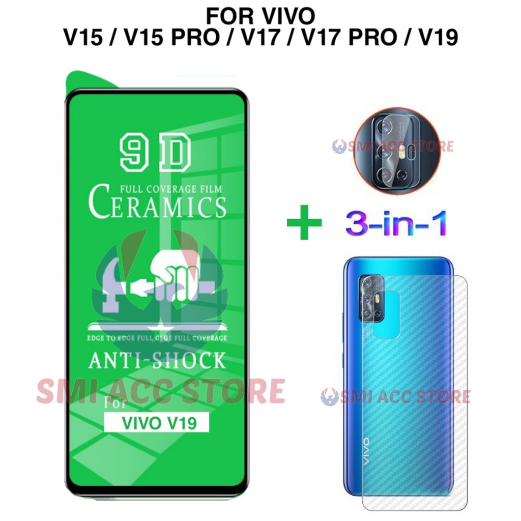 PAKET TG VIVO V15 / V15 Pro / V17 / V17 Pro / V19 Tempered Glass Ceramic Nano Film Clear HD Anti Gor