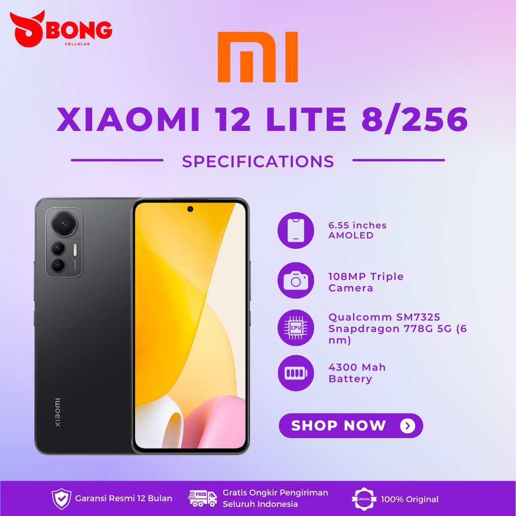 XIAOMI 12 LITE 5G 8/256 SMARTPHONE NEW GARANSI RESMI