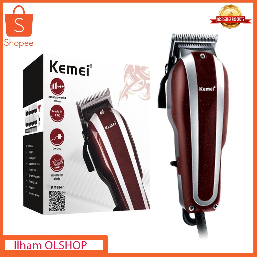 Kemei Alat Cukur Rambut Elektrik Clipper KM-8847 Mesin Cukur Rambut