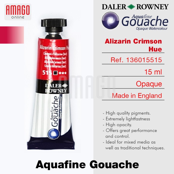 Aquafine Gouache Opaque Watercolour 15 ml - ALIZARIN CRIMSON HUE - 515