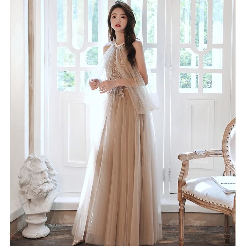 Gaun Pengiring Pengantin Korea Bridesmaid Gaun Kelompok Pesta Pacar Gaun Peri Temperamen Gaun Malam 