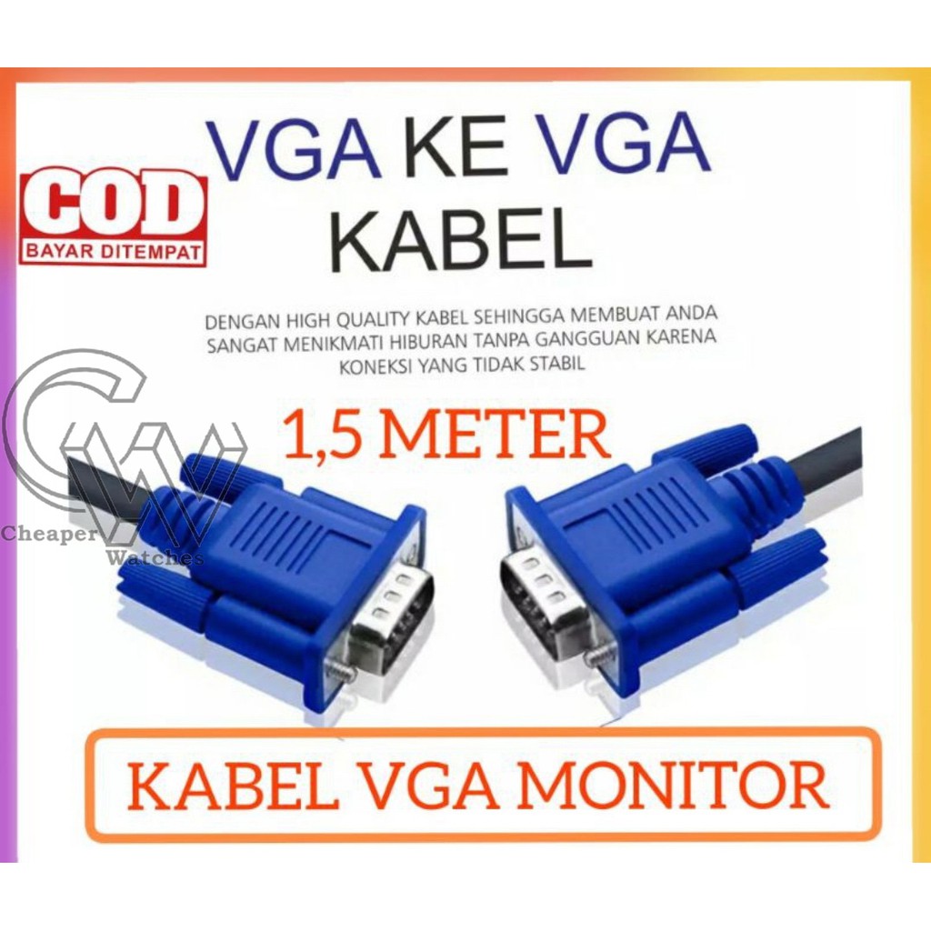 Cheaper-Kabel VGA Monitor LCD Male To Male Standar High Quality 1.5M