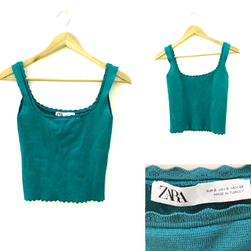 Tank Top Zara Knit Hijau Tosca Size S
