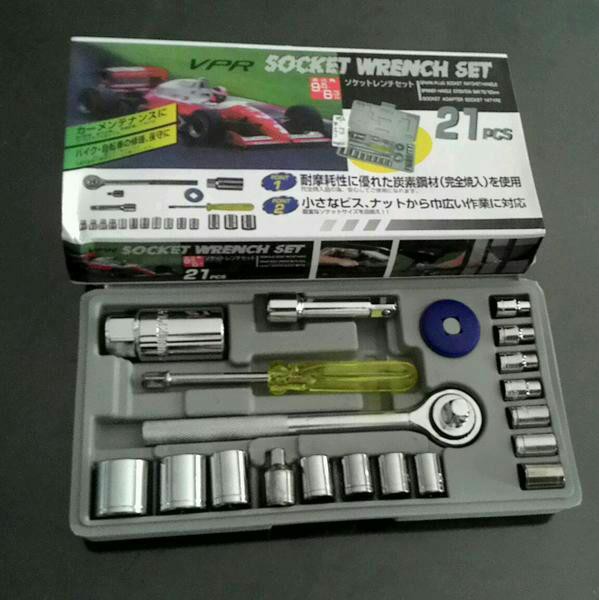 KUNCI SOCK SET 21 PCS RRT SOK SHOCK MATA HAND SOCKET WRENCH 21PCS ATS VPR VENUS 10 24 25 GAGANG L T