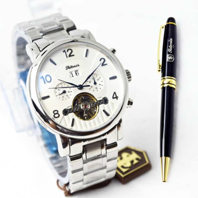 JAM TANGAN AUTOMATIC TETONIS ORIGINAL RANTAI CHRONOGRAPH AKTIF