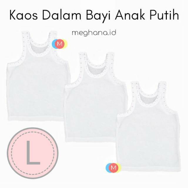 Kaos singlet putih tul tul size S M L XL usia 1 - 2 Tahun untuk bayi dan anak MURAH kiki