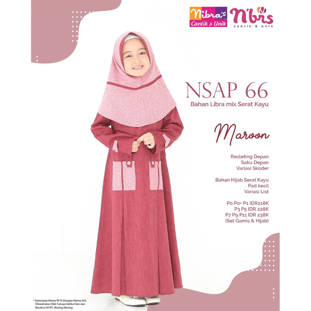 SARIMBIT NIBRAS 66 MARUN NBRS BAJU COUPLE KELUARGA MUSLIM LEBARAN 2020 TERBARU [COD]