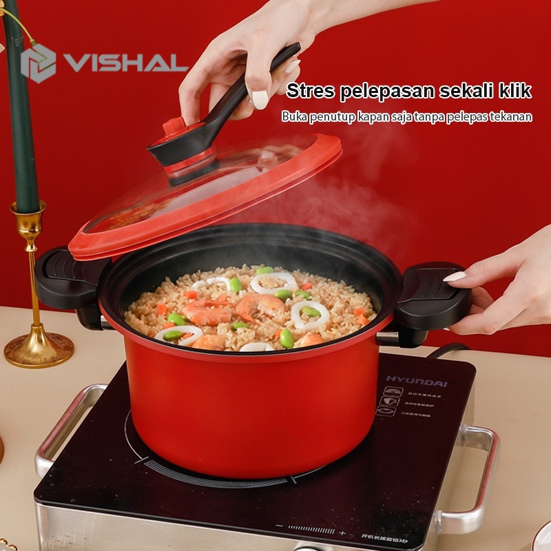 VISANL Presto Serbaguna/Viral Panci Presto Teflon Anti Lengket Texania 3.5 liter Teflon Pressure Cooker VS-1805